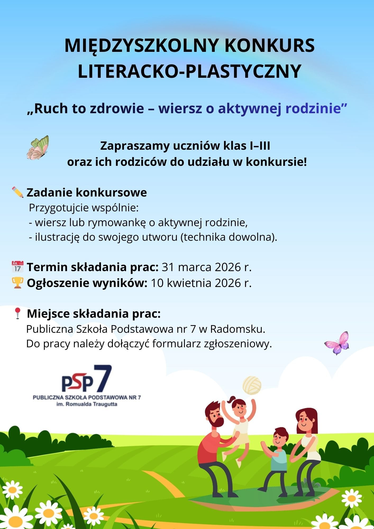Międzyszkolny Konkurs Literacko - Plastyczny "Ruch to zdrowie - wiersz o aktywnej rodzinie"